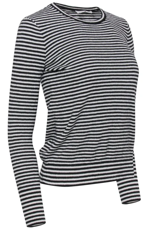 Everlane - White & Black Striped Cashmere Sweater Sz S