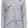 Fabiana Filippi - Light Grey Wool Blend Cardigan w/ Metallic Stripes Sz XXS