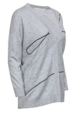 Fabiana Filippi - Light Grey Wool Blend Cardigan w/ Metallic Stripes Sz XXS