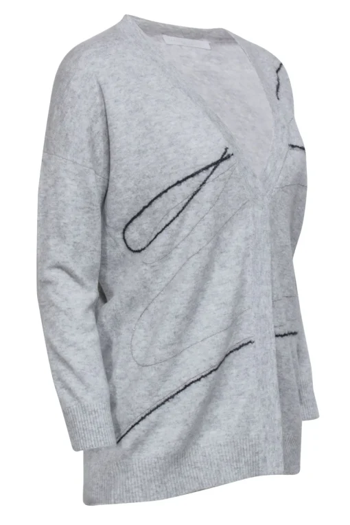 Fabiana Filippi - Light Grey Wool Blend Cardigan w/ Metallic Stripes Sz XXS