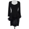 Fabrice - Black Ruffle & Sequin Silk Dress Sz 6