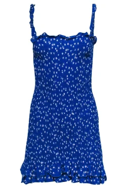 Faithfull the Brand - Blue & White Floral Print Smocked Dress Sz 4