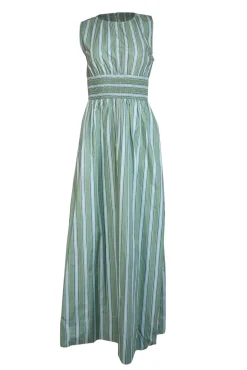 Faithfull the Brand - Green Striped Cotton Maxi Dress Sz 4