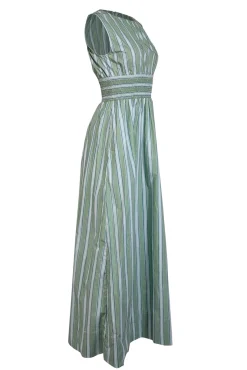Faithfull the Brand - Green Striped Cotton Maxi Dress Sz 4