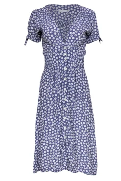 Faithfull the Brand - Light Purple Daisy Print Button-Up Midi Dress Sz 4