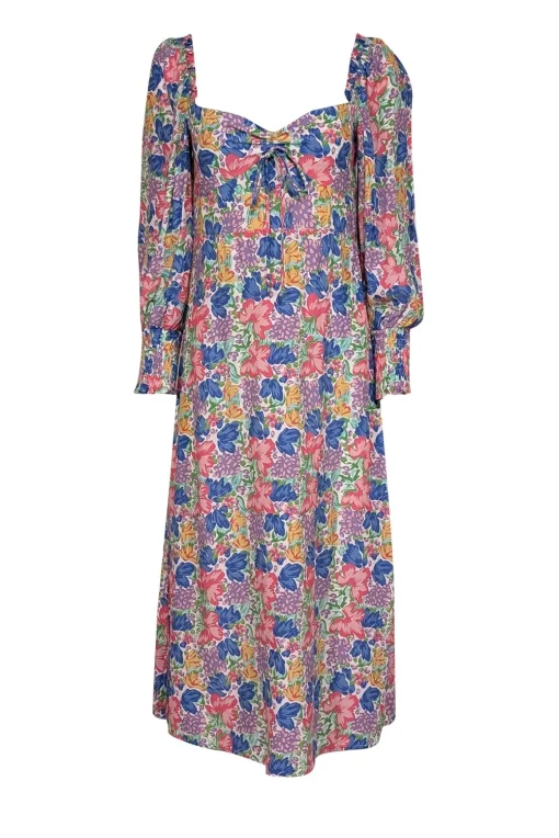 Faithfull the Brand - White w/ Multicolor Floral Print Midi Dress Sz 4
