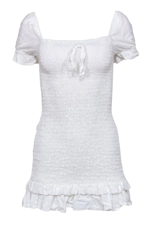 Faithfull the Brand - White Smocked Mini Dress Sz 2