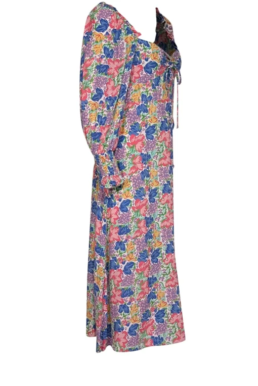 Faithfull the Brand - White w/ Multicolor Floral Print Midi Dress Sz 4