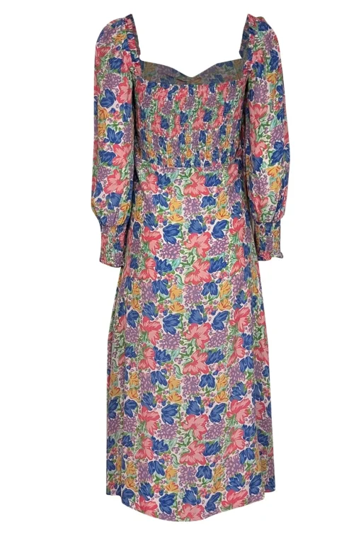 Faithfull the Brand - White w/ Multicolor Floral Print Midi Dress Sz 4
