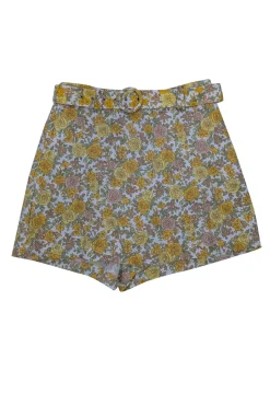Faithfull the Brand - Yellow & White Floral Print Linen Skort Sz 2