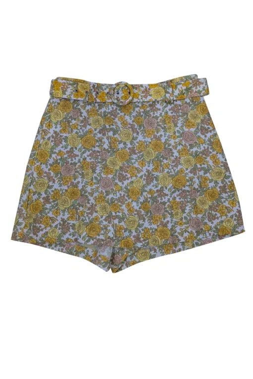 Faithfull the Brand - Yellow & White Floral Print Linen Skort Sz 2
