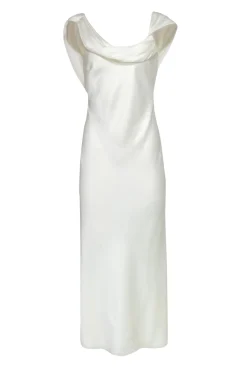Fame and Partners - Ivory Draped Sleeveless Gown Sz S