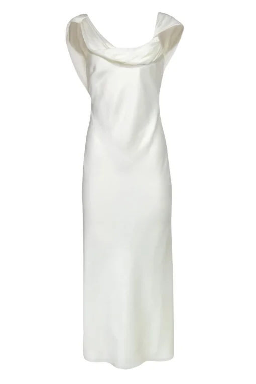 Fame and Partners - Ivory Draped Sleeveless Gown Sz S