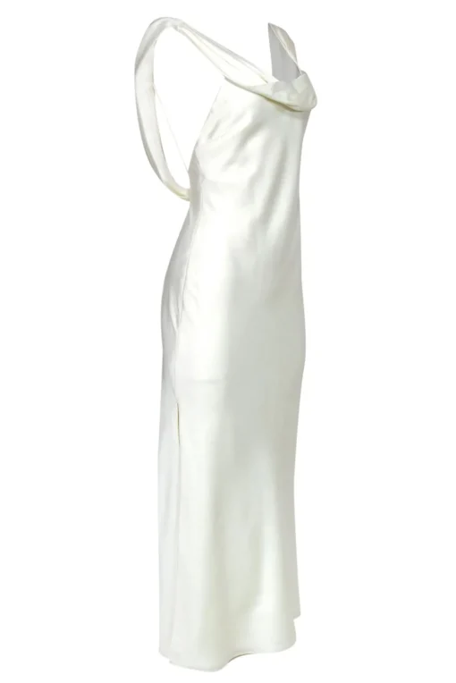 Fame and Partners - Ivory Draped Sleeveless Gown Sz S