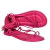 Farm Rio - Dark Pink Lace Up Ankle Tie Sandals Sz 6