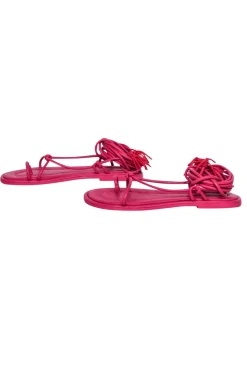 Farm Rio - Dark Pink Lace Up Ankle Tie Sandals Sz 6