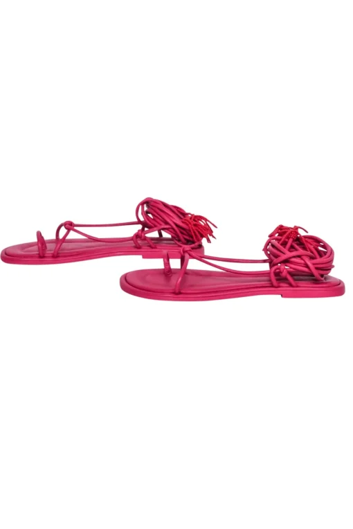 Farm Rio - Dark Pink Lace Up Ankle Tie Sandals Sz 6