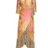 Farm Rio - Pink & Multicolor Floral Wrap Dress Sz S