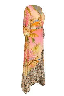Farm Rio - Pink & Multicolor Floral Wrap Dress Sz S