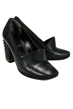 Fendi - Black Loafer-Style Pumps w/ Studded Heel Sz 6