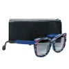Fendi - Blue & White Print Square Sunglasses