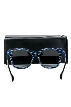 Fendi - Blue & White Print Square Sunglasses