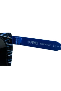 Fendi - Blue & White Print Square Sunglasses