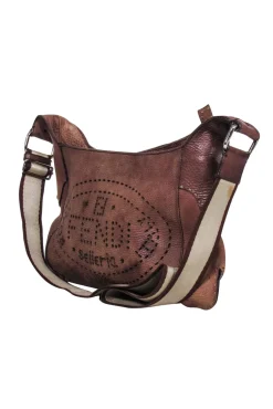 Fendi - Brown Leather Laser Cut Logo Crossbody Bag