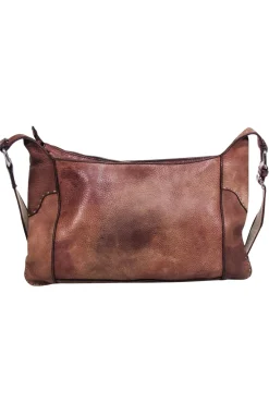 Fendi - Brown Leather Laser Cut Logo Crossbody Bag