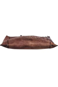 Fendi - Brown Leather Laser Cut Logo Crossbody Bag