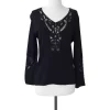 Feraud - Black Knit Top w/ Crochet Neckline Sz L