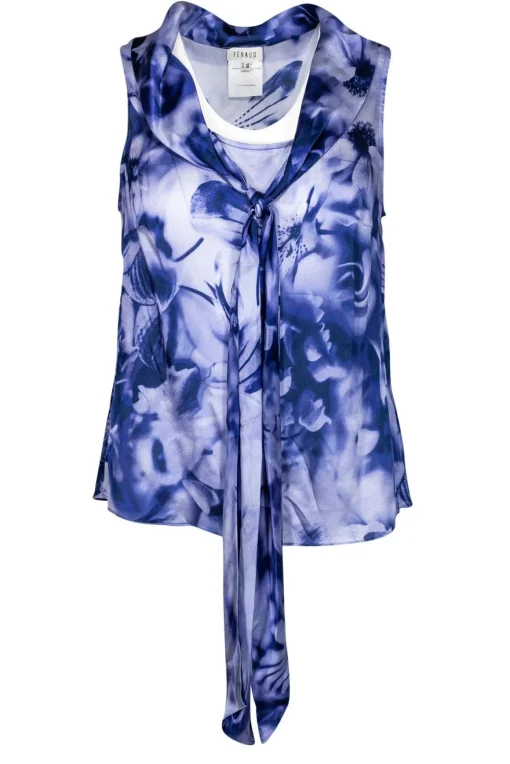 Feraud - Purple Tie Front Top Sz S