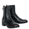 Ferragamo - Black Leather "Rebel" Biker-Style Booties w/ Silver Hardware Sz 7.5