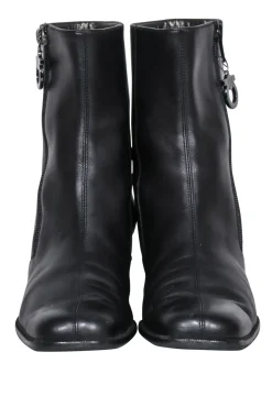 Ferragamo - Black Leather Short Boots Sz 8.5