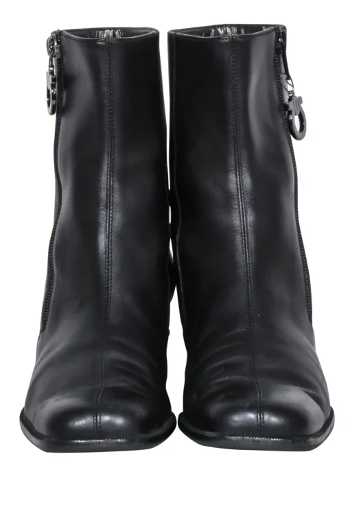 Ferragamo - Black Leather Short Boots Sz 8.5
