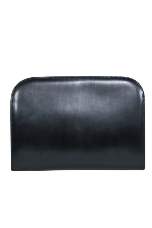 Ferragamo - Black Leather "Dina" Clutch-Style Crossbody w/ Chain Strap