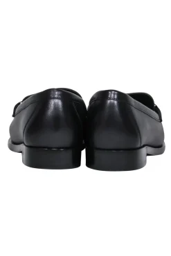 Ferragamo - Black Square Toe Loafers w/ Silver-Toned Hardware Sz 8