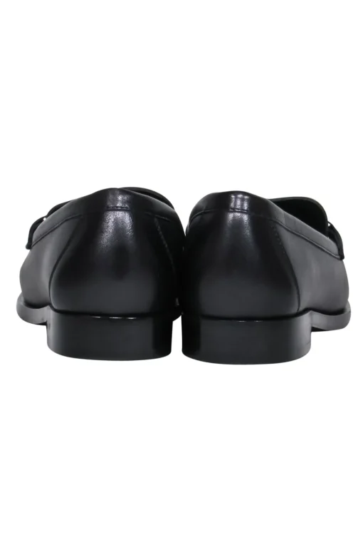 Ferragamo - Black Square Toe Loafers w/ Silver-Toned Hardware Sz 8