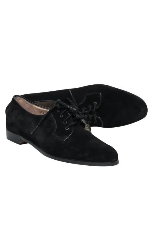 Ferragamo - Black Suede Lace-Up Loafers Sz 8.5
