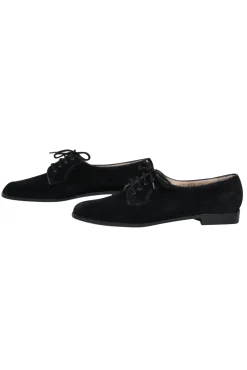 Ferragamo - Black Suede Lace-Up Loafers Sz 8.5