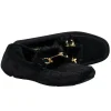 Ferragamo - Black Suede Loafers w/ Mink Trim and Gold Details Sz 11