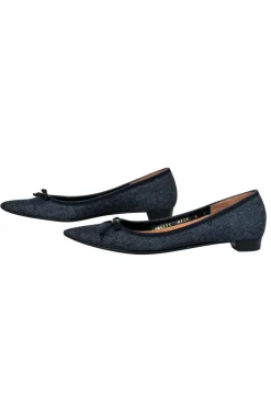 Ferragamo - Chambray Pointed Toe Flats w/ Bow Sz 6