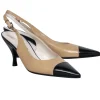Ferragamo - Cream & Black Cap Toe Slingback Pumps Sz 6.5