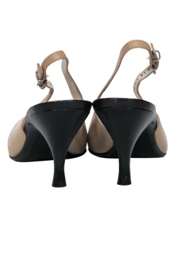 Ferragamo - Cream & Black Cap Toe Slingback Pumps Sz 6.5