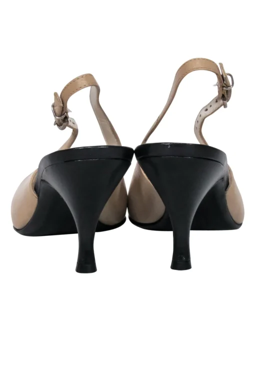 Ferragamo - Cream & Black Cap Toe Slingback Pumps Sz 6.5