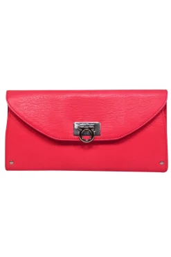 Ferragamo - Flamingo Pink Leather Wallet w/ Signature Gancini