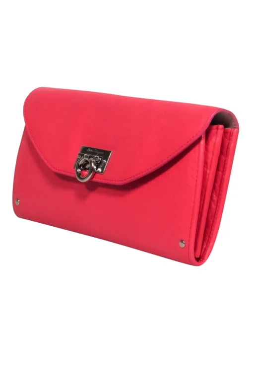 Ferragamo - Flamingo Pink Leather Wallet w/ Signature Gancini