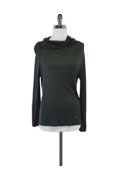 Ferragamo - Green Long Sleeve Cowl Neck Shirt Sz 8