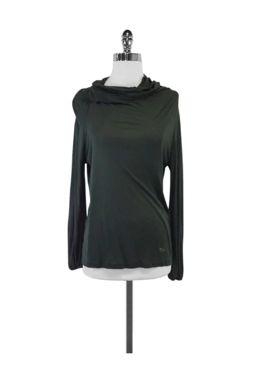 Ferragamo - Green Long Sleeve Cowl Neck Shirt Sz 8