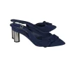 Ferragamo - Navy Suede Bow Toe Sling Back Heels Sz 5.5